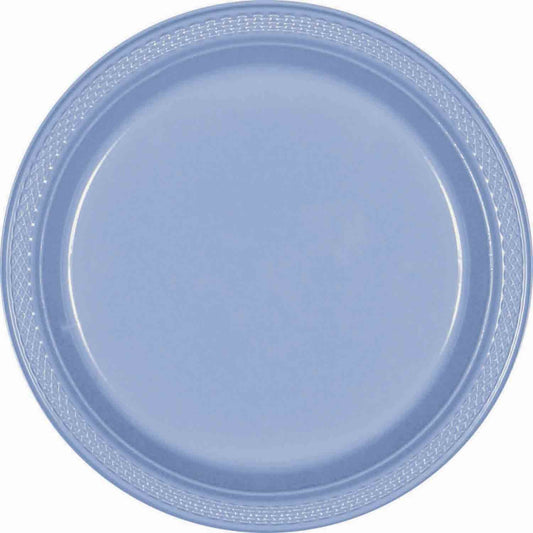 Plastic Round Plates (9"/23cm) 20Pack- Pastel Blue