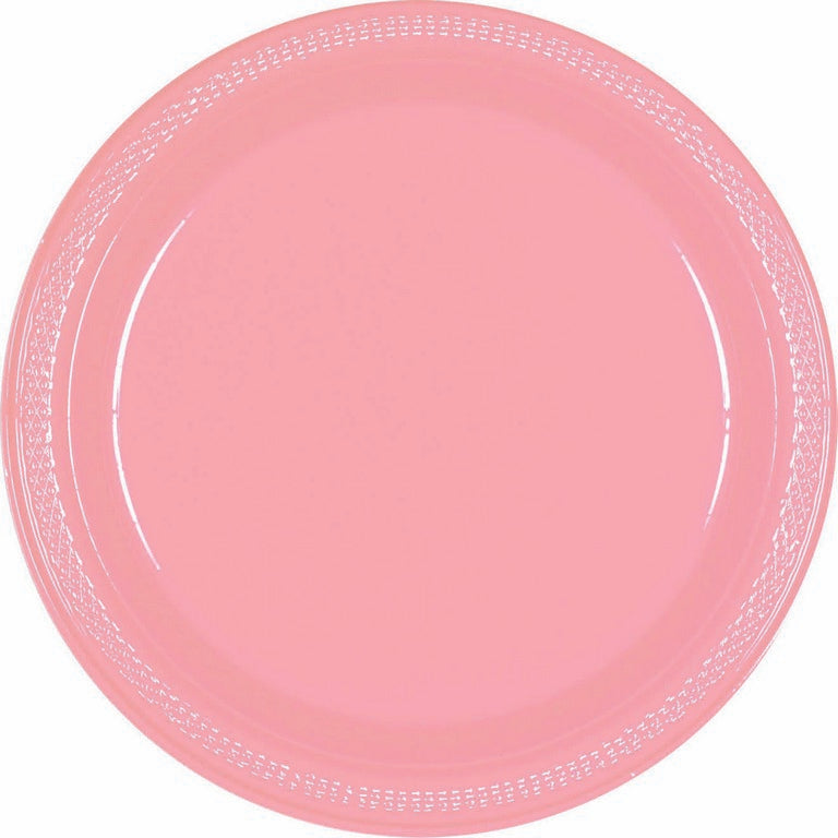 Plastic Round Plate (9"/23cm) 20Pack- New Pink