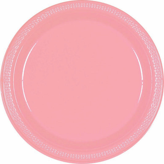 Plastic Round Plate (9"/23cm) 20Pack- New Pink