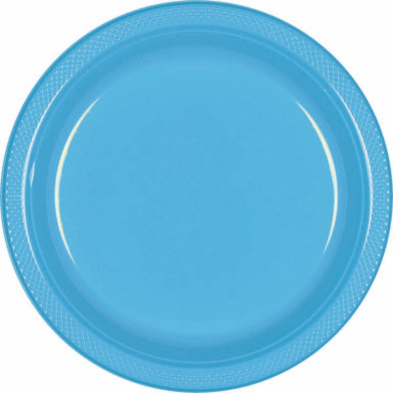 Plastic Round Plates (9"/23cm) 20Pack- Caribbean Blue