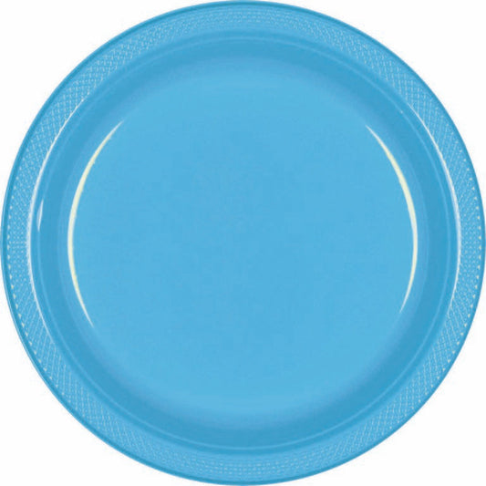 Plastic Round Plates (9"/23cm) 20Pack- Caribbean Blue