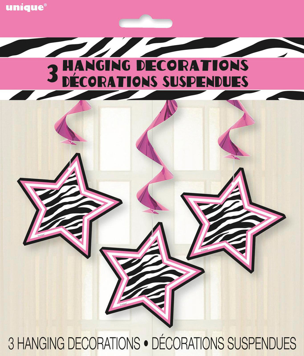 ZEBRA PASSION 3 Hanging Swirl Decorations 90cm L (36")