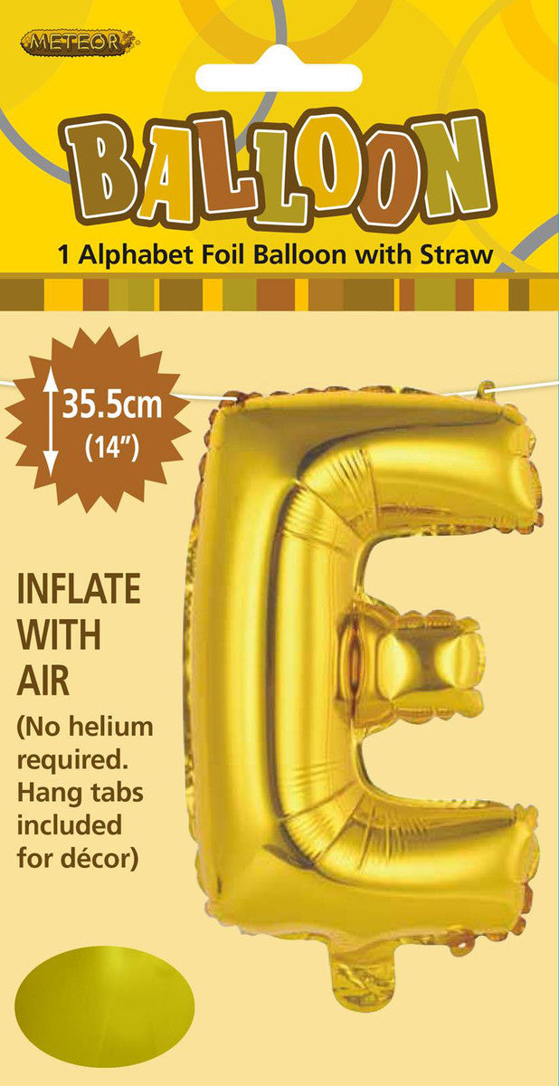 GOLD "E" ALPHABET FOIL BALLOON 35CM (14")