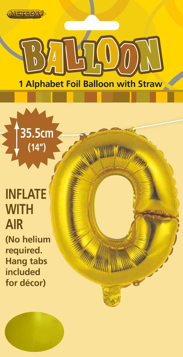 GOLD "O" ALPHABET FOIL BALLOON 35CM (14")