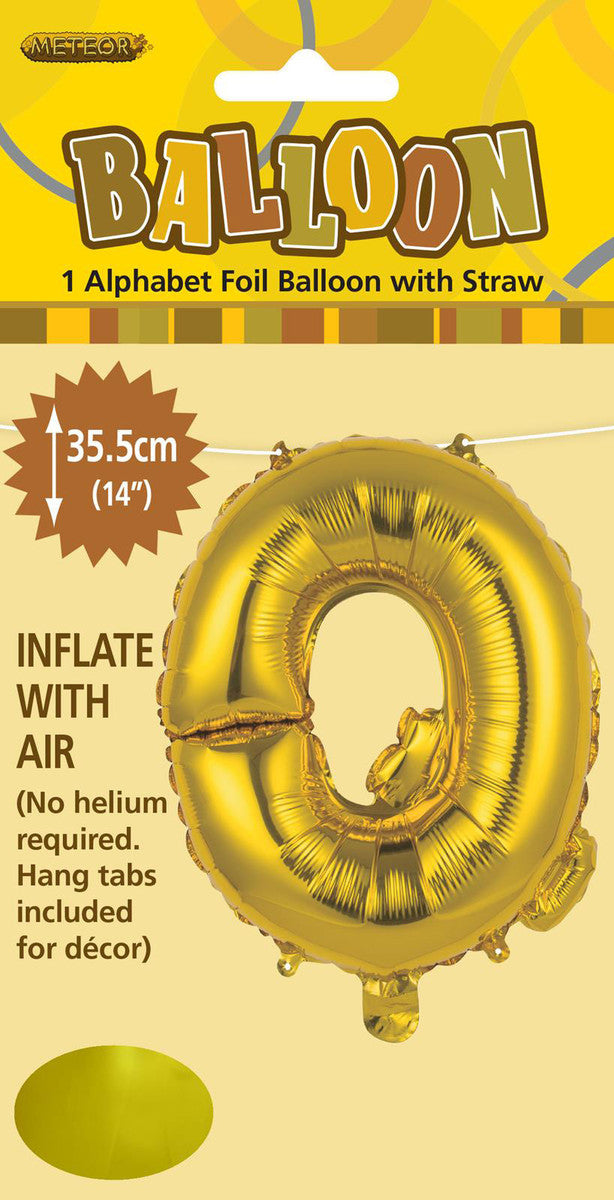 GOLD "Q" ALPHABET FOIL BALLOON 35CM (14")