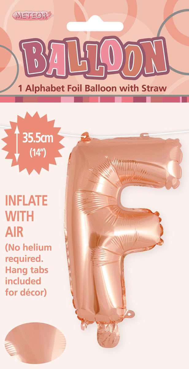 ROSE GOLD "F" ALPHABET FOIL BALLOON 35CM (14")