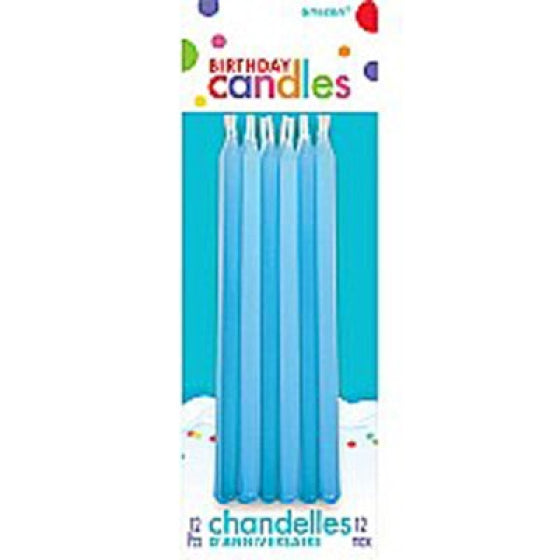 BLUE BIRTHDAY TAPER CANDLES 12pk