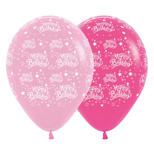 Bubblegum Pink & Fuchsia Latex  Printed  Balloons 25pk