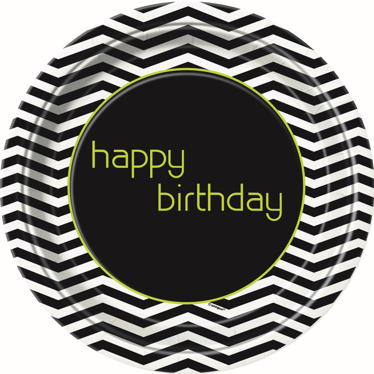 DESIGNER CHEVRON Birthday 23CM (9") Paper Plates -8pk