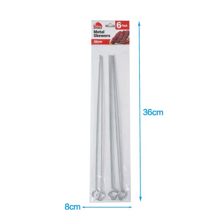 Skewers Metal 30cm Pk6