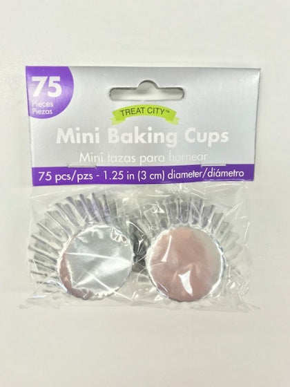 MINI CUPCAKE CASES SILVER - FOIL 100PK 3cm