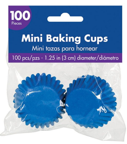 MINI CUPCAKE CASES BRIGHT ROYAL BLUE 100PK 3cm