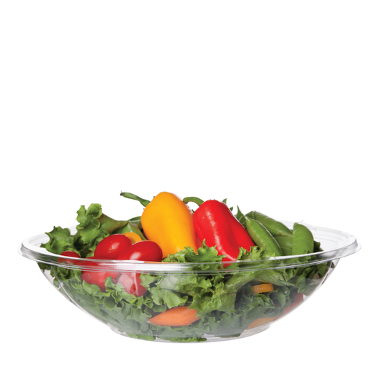 48oz SQUAT PLA SALAD BOWL With LID50PK NIS Packaging & Party Supply