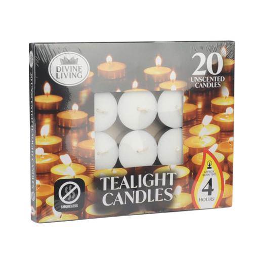 Tealight Candles Unscented 4Hr Pk20