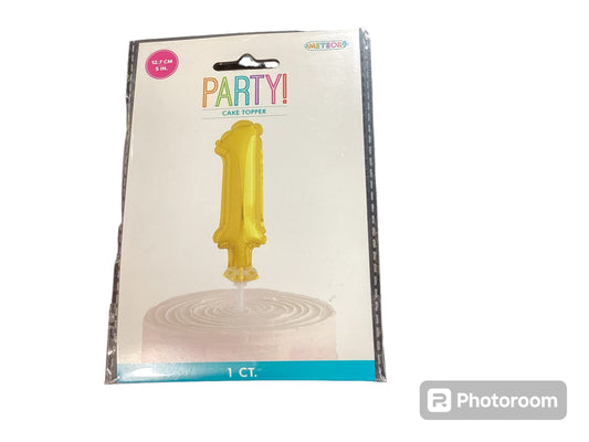 Cake Topper Golden 1 Number 12.7 cm