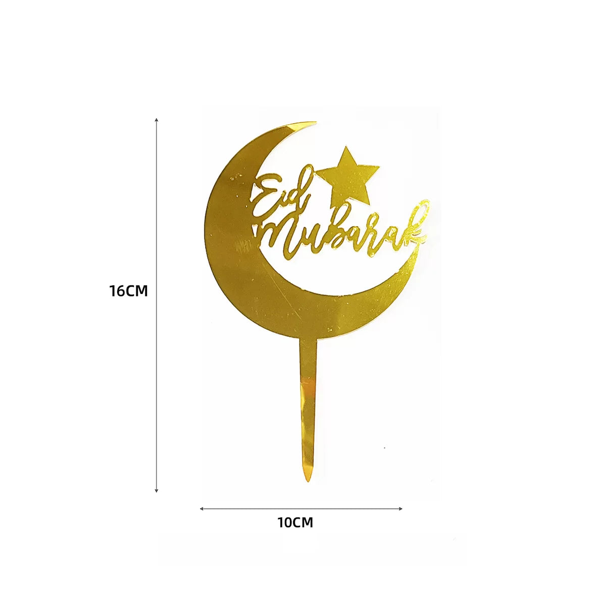 EID MUBARAK CAKE PICK – GOLD 1pc