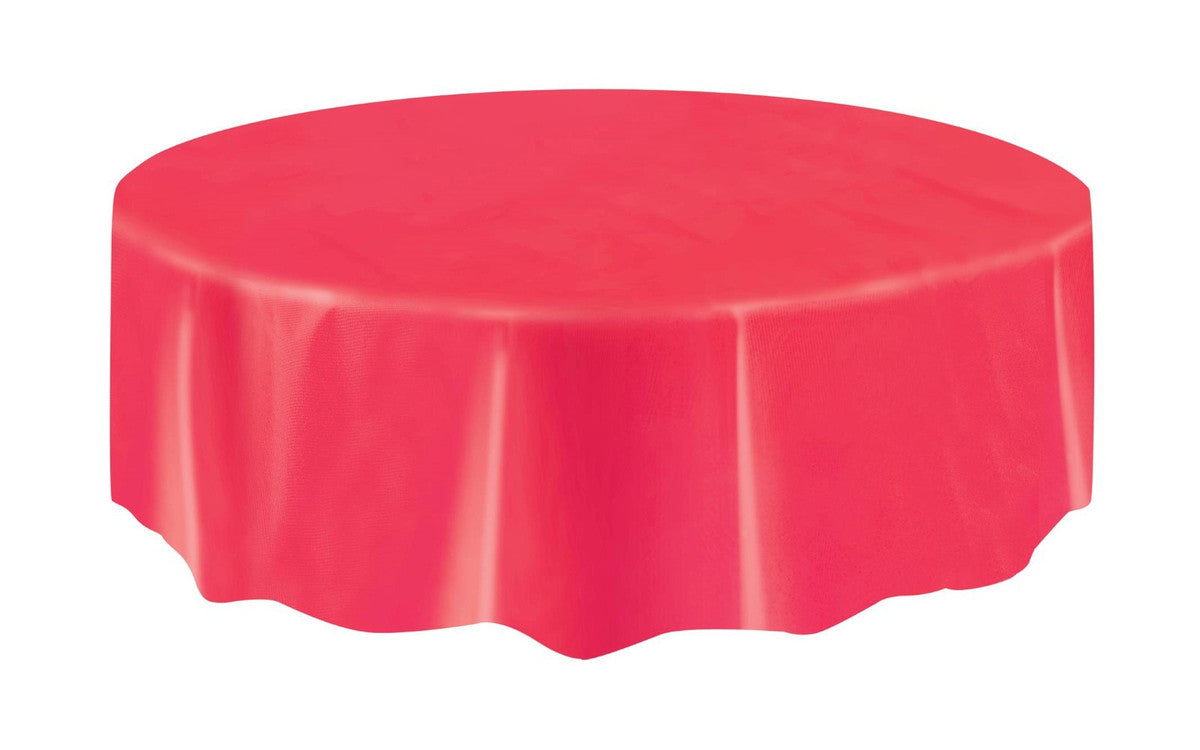 Ruby Red Unique Plastic Tablecover Round 213cm Diameter (84")