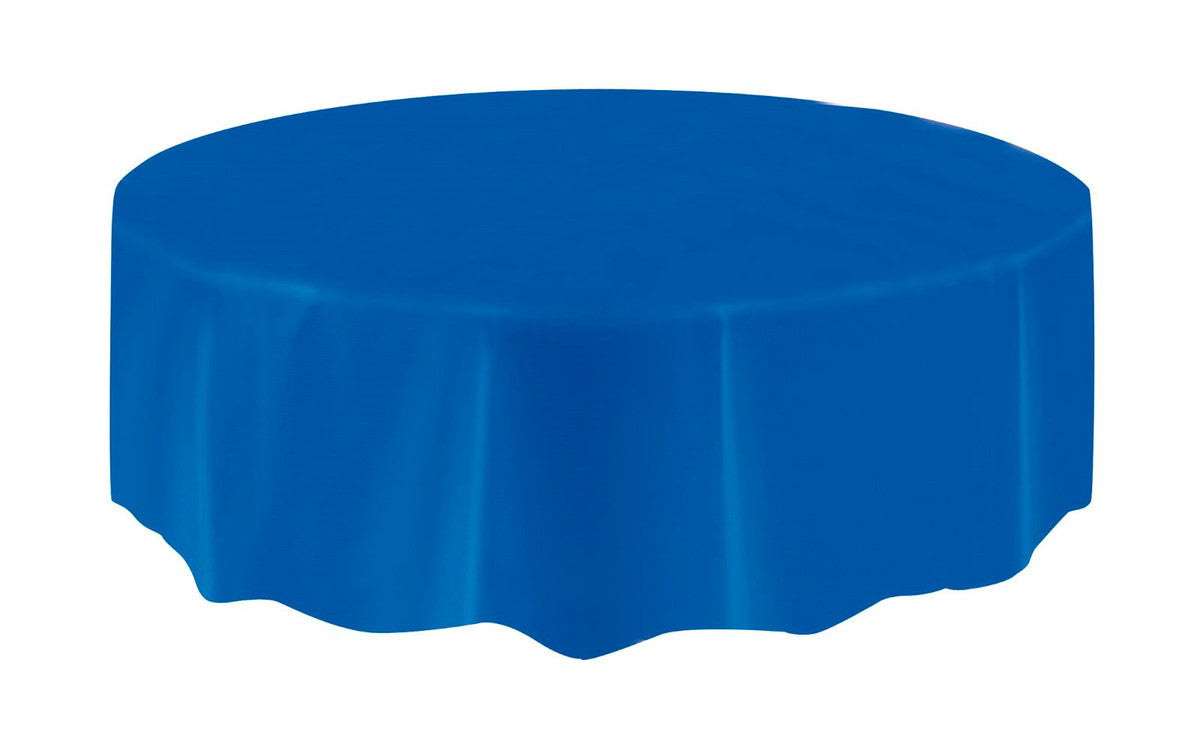 ROYAL BLUE UNIQUE PLASTIC TABLECOVER ROUND 213CM DIAMETER (84")