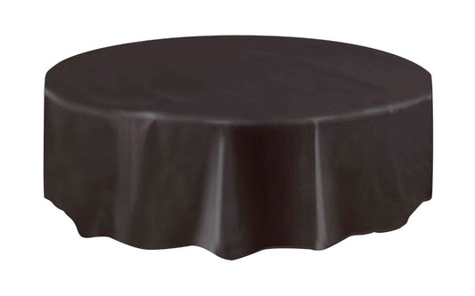 MIDNIGHT BLACK UNIQUE PLASTIC TABLECOVER ROUND 213CM DIAMETER (84")