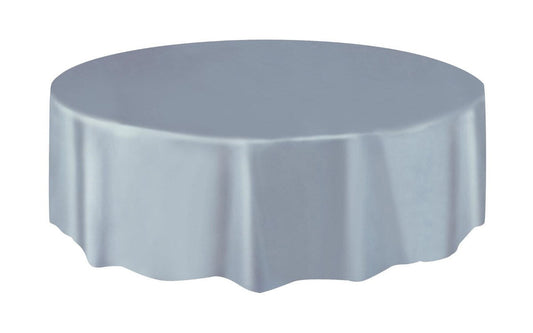 Silver Unique Plastic Tablecover Round 213cm Diameter (84")