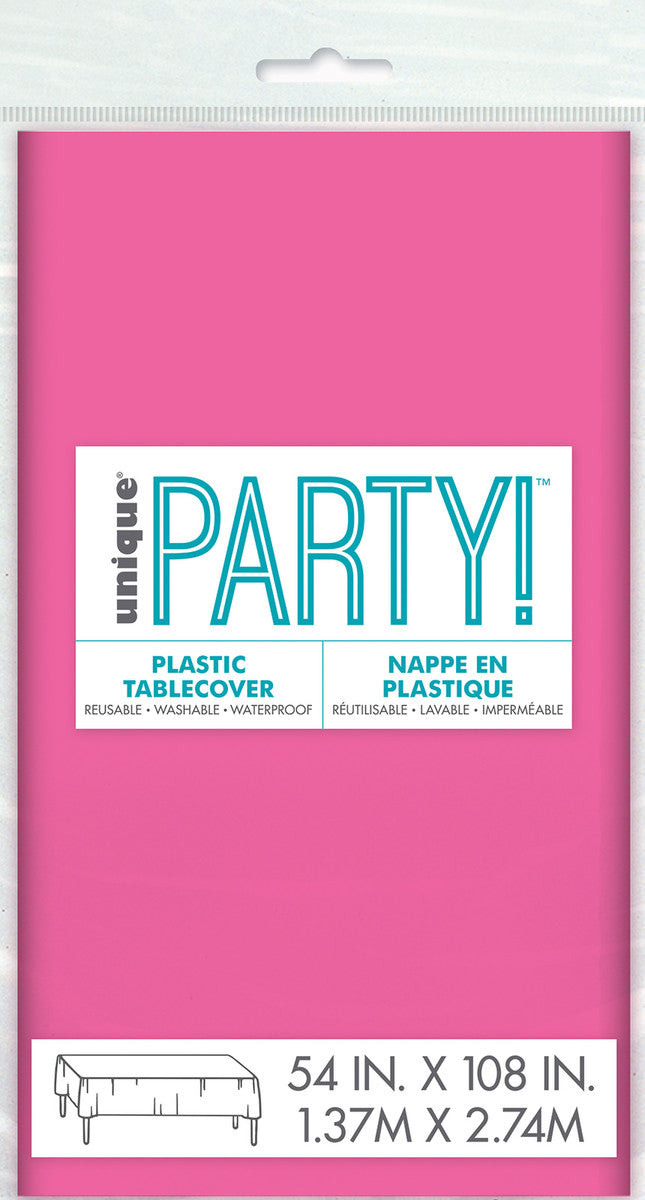 HOT PINK UNIQUE PLASTIC TABLECOVER RECTANGLE 137CM X 274CM (54" X 108")