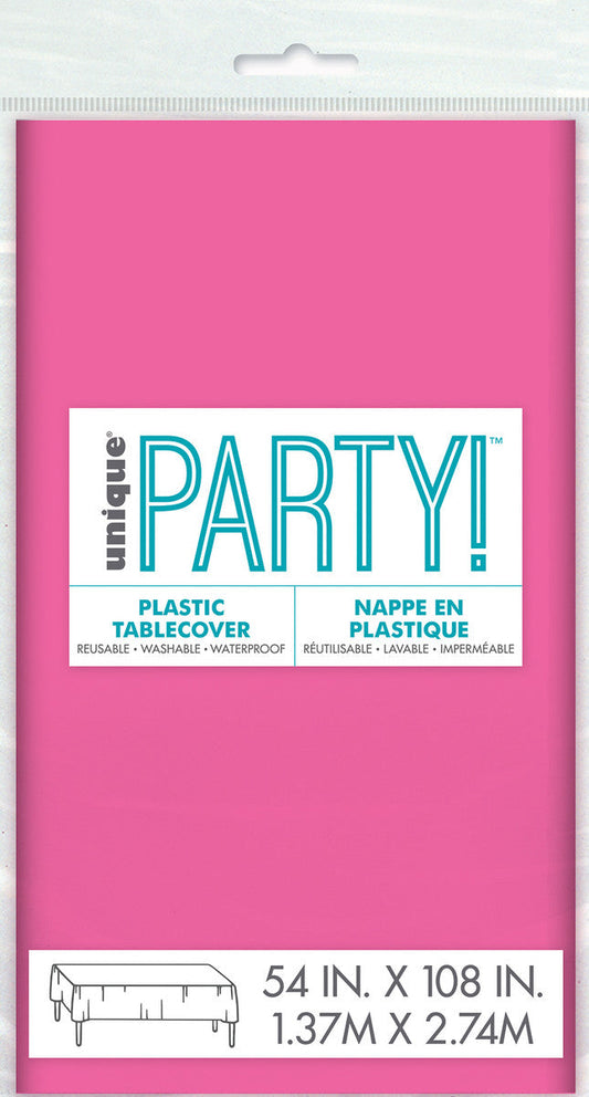 HOT PINK UNIQUE PLASTIC TABLECOVER RECTANGLE 137CM X 274CM (54" X 108")