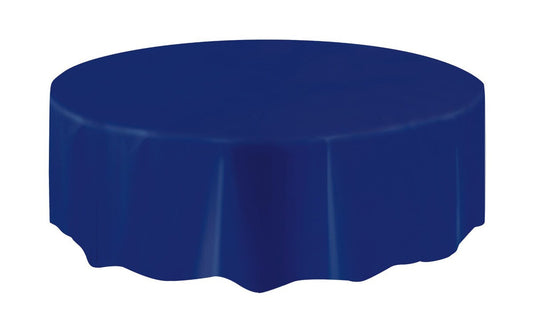 True Navy Blue Plastic Table Cover Round 213cm Diameter