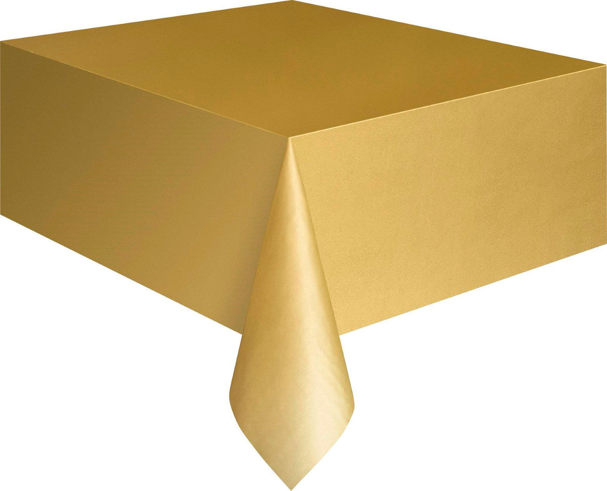 GOLD UNIQUE PLASTIC TABLECOVER RECTANGLE 137CM X 274CM (54" X 108")