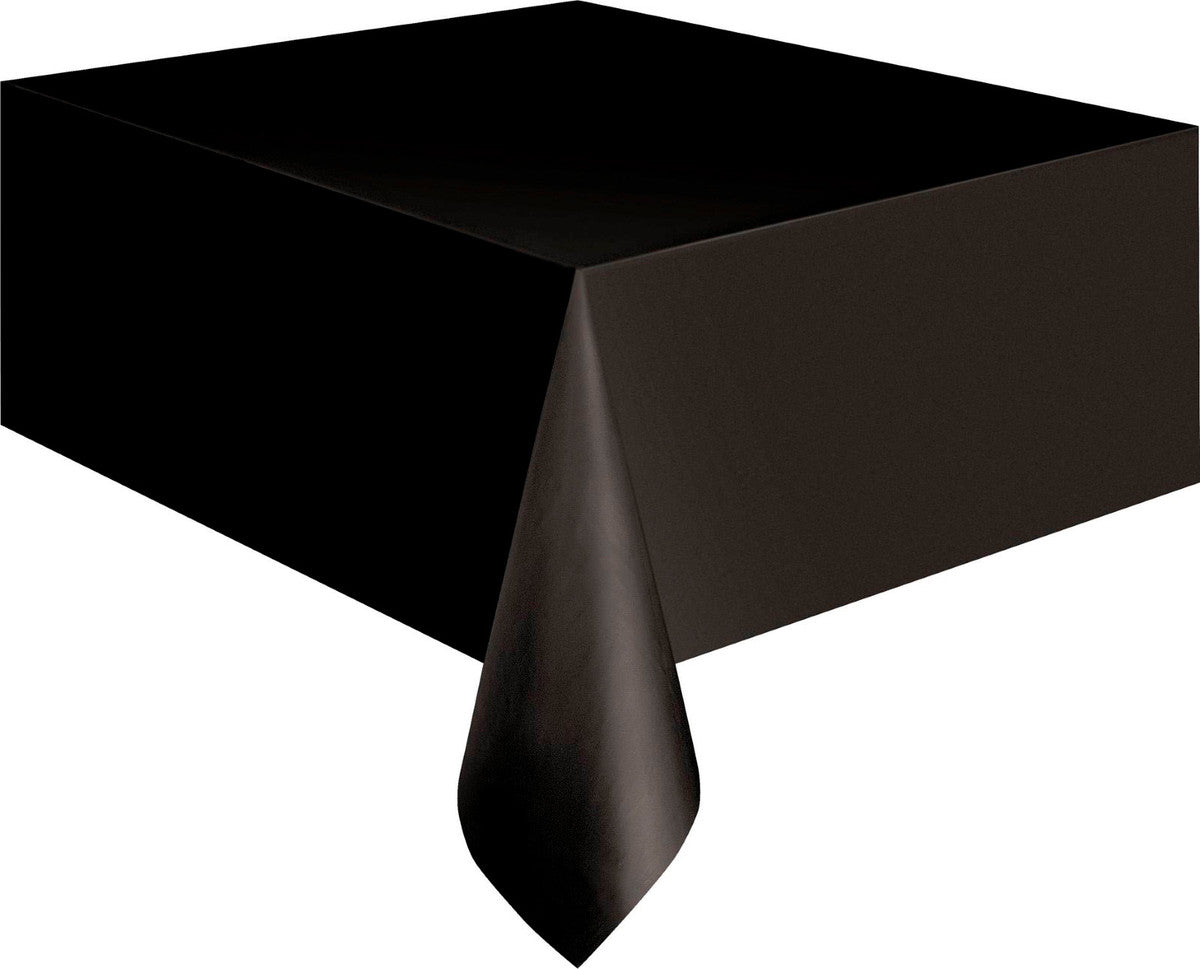 MIDNIGHT BLACK UNIQUE PLASTIC TABLECOVER RECTANGLE 137CM X 274CM (54" X 108")