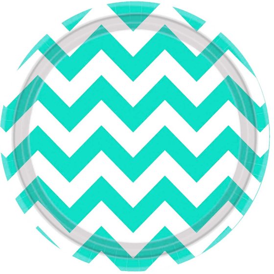 CHEVRON 7""/17CM ROUND PAPER PLATES ROBIN'S-EGG BLUE 8PK