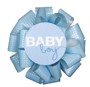 Ribbon BOW TOPPER Light Blue SPOTS BABY BOY 1pc