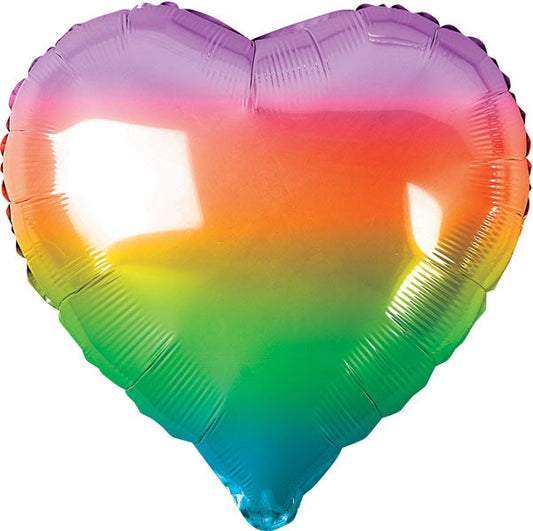 Red Rainbow Heart Shape Foil Balloon 35cm 1pc