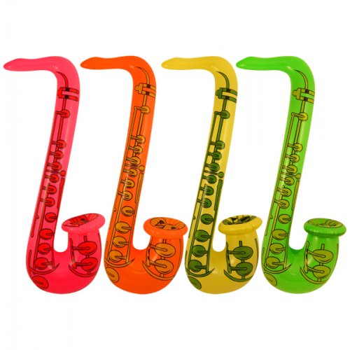 Inflatable Saxophone 75cm 4 assorted neon colors P1