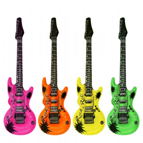 Inflatable Guitar 106cm 4 assorted neon colours P1