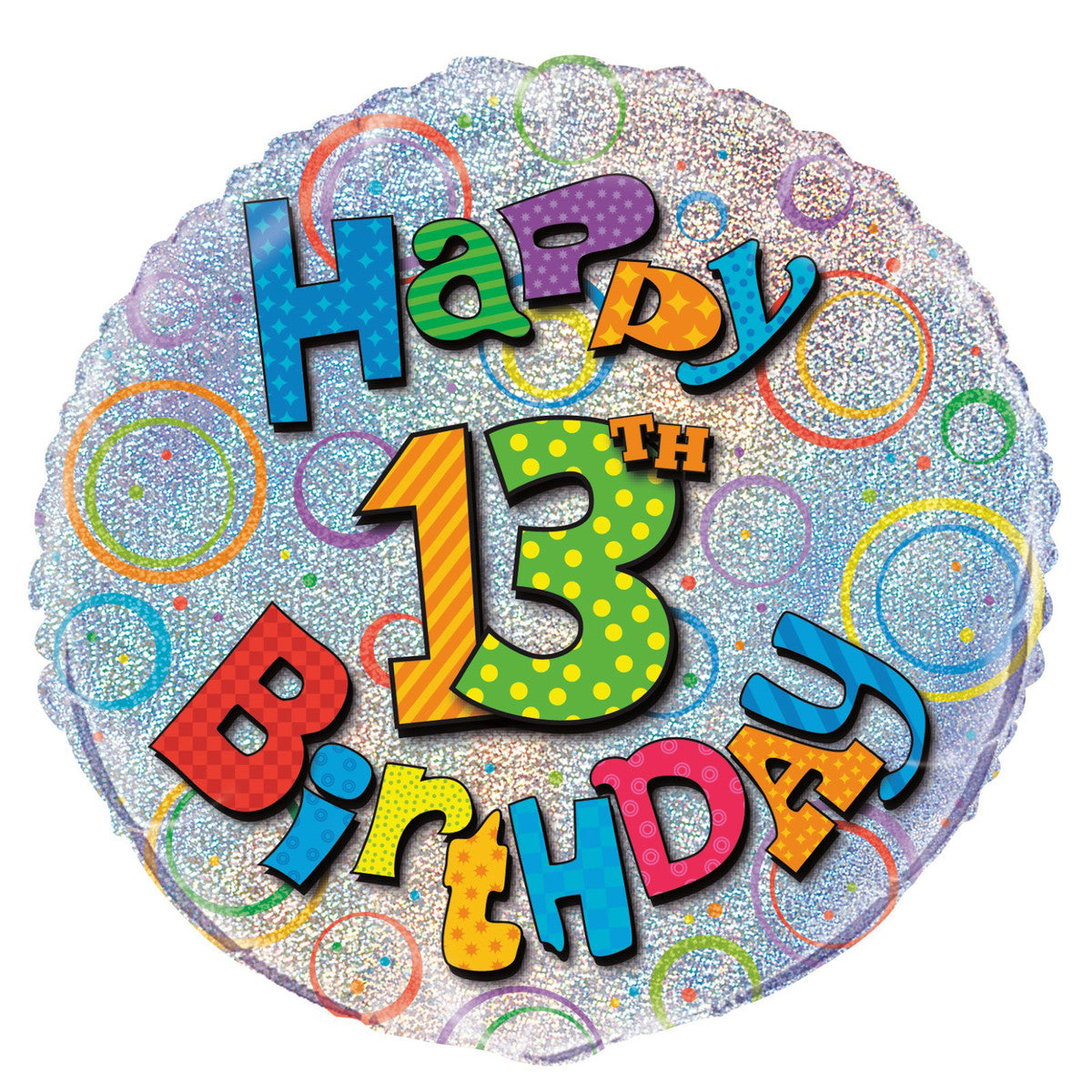 HAPPY BIRTHDAY "13" 45CM (18") FOIL PRISMATIC BALLOONS