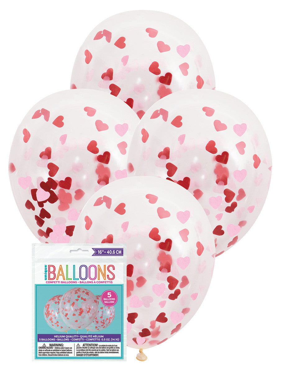 PINK AND RED HEART SHAPED TISSUE Confetti 40cm (16") 5pk