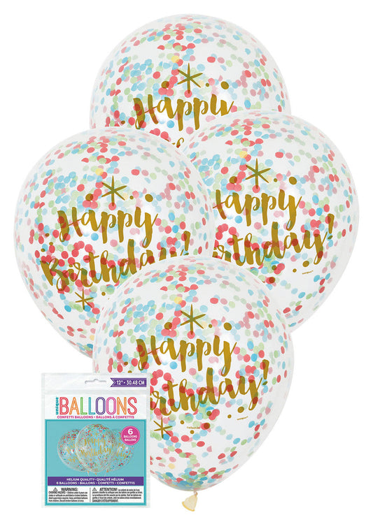 GLITZY GOLD BIRTHDAY 30.48CM (12") MULTI-COLOURED CONFETTI 6pk