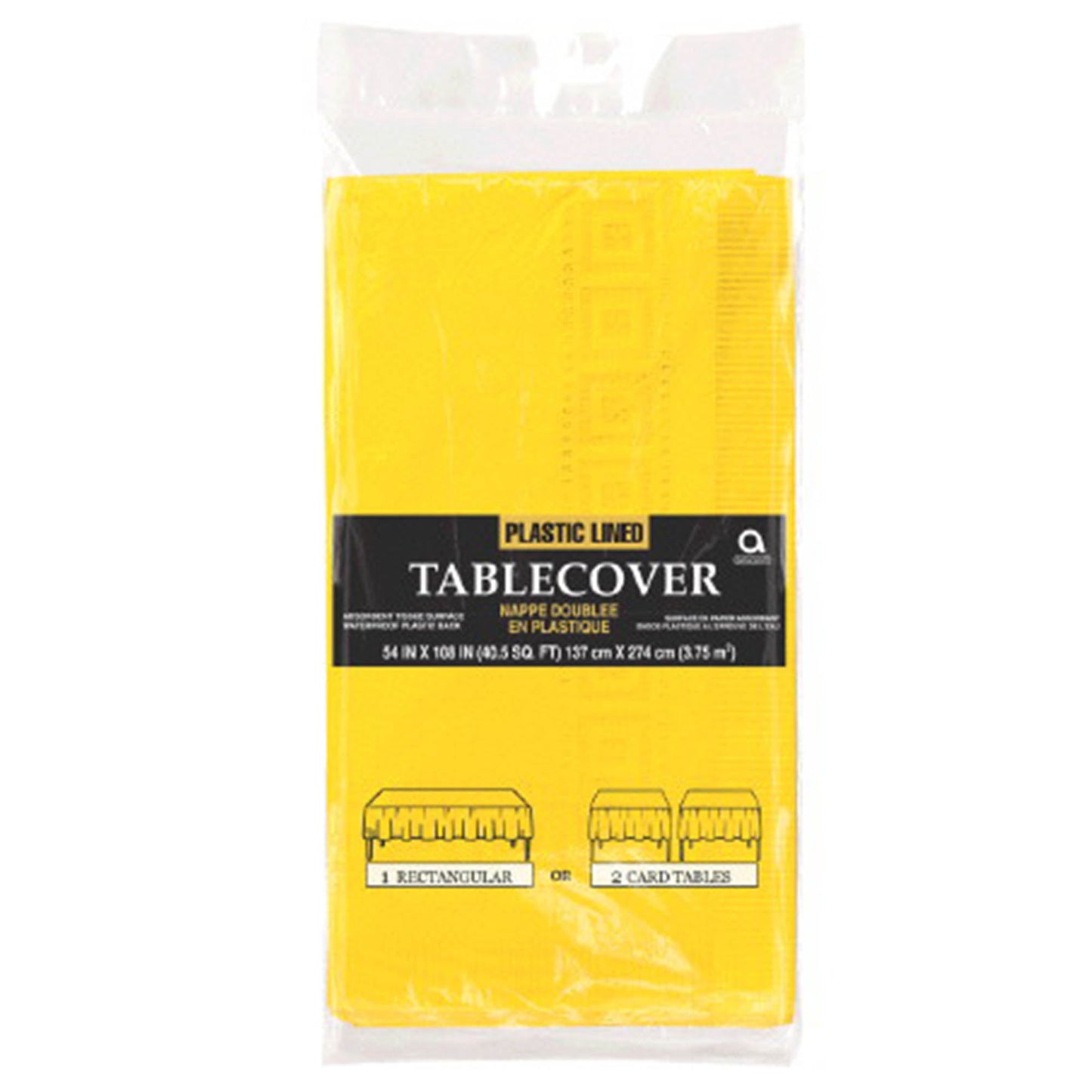 YELLOW Paper & Plastic Lined 3PLY Table Cover