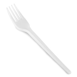 White Flared Reusable Plastic Fork 50PK