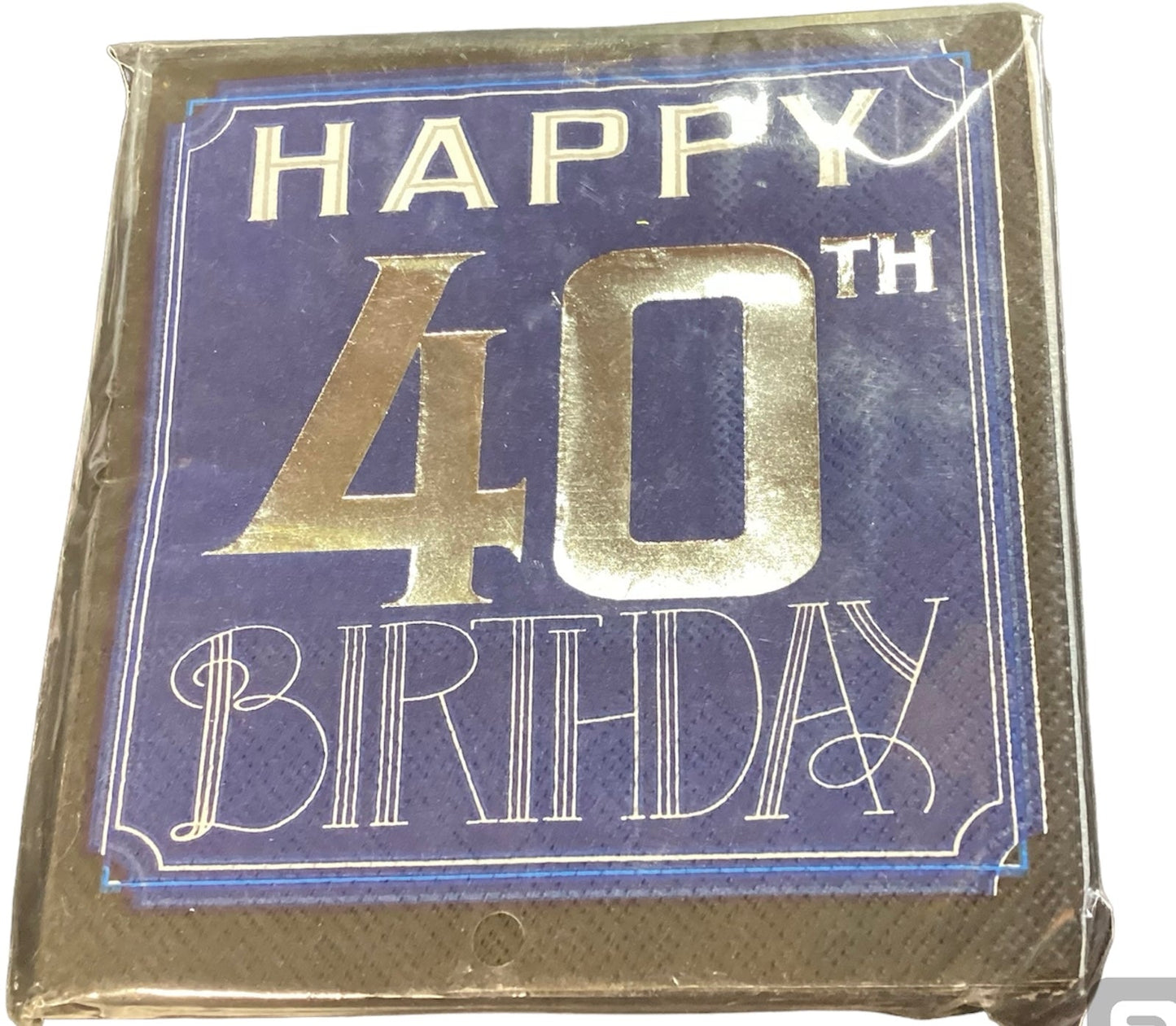 40th Happy birthday blue and black napkin 16pk