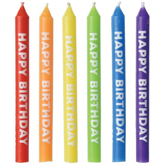 HAPPY BIRTHDAY RAINBOW CANDLE 12pk 8cm