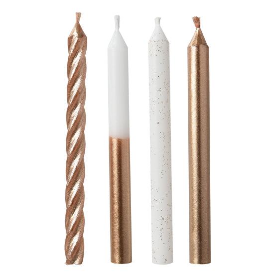 CANDLES METALLIC ROSE GOLD Mix 8cm 12pk