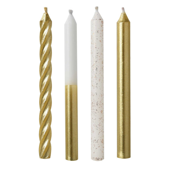 CANDLES METALLIC GOLD MIX 8CM 12PK