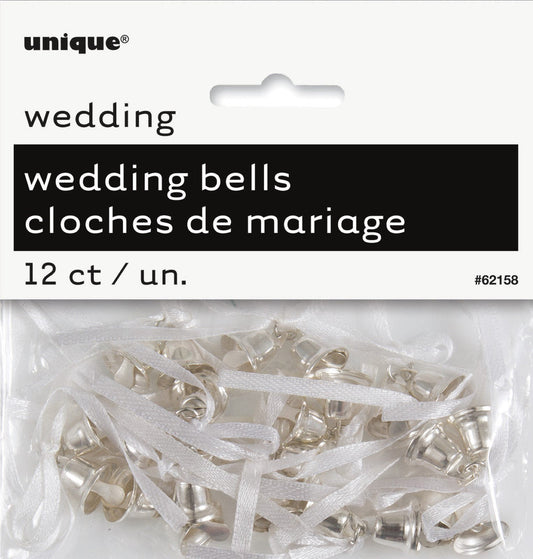 12 SILVER WEDDING BELLS Plastic