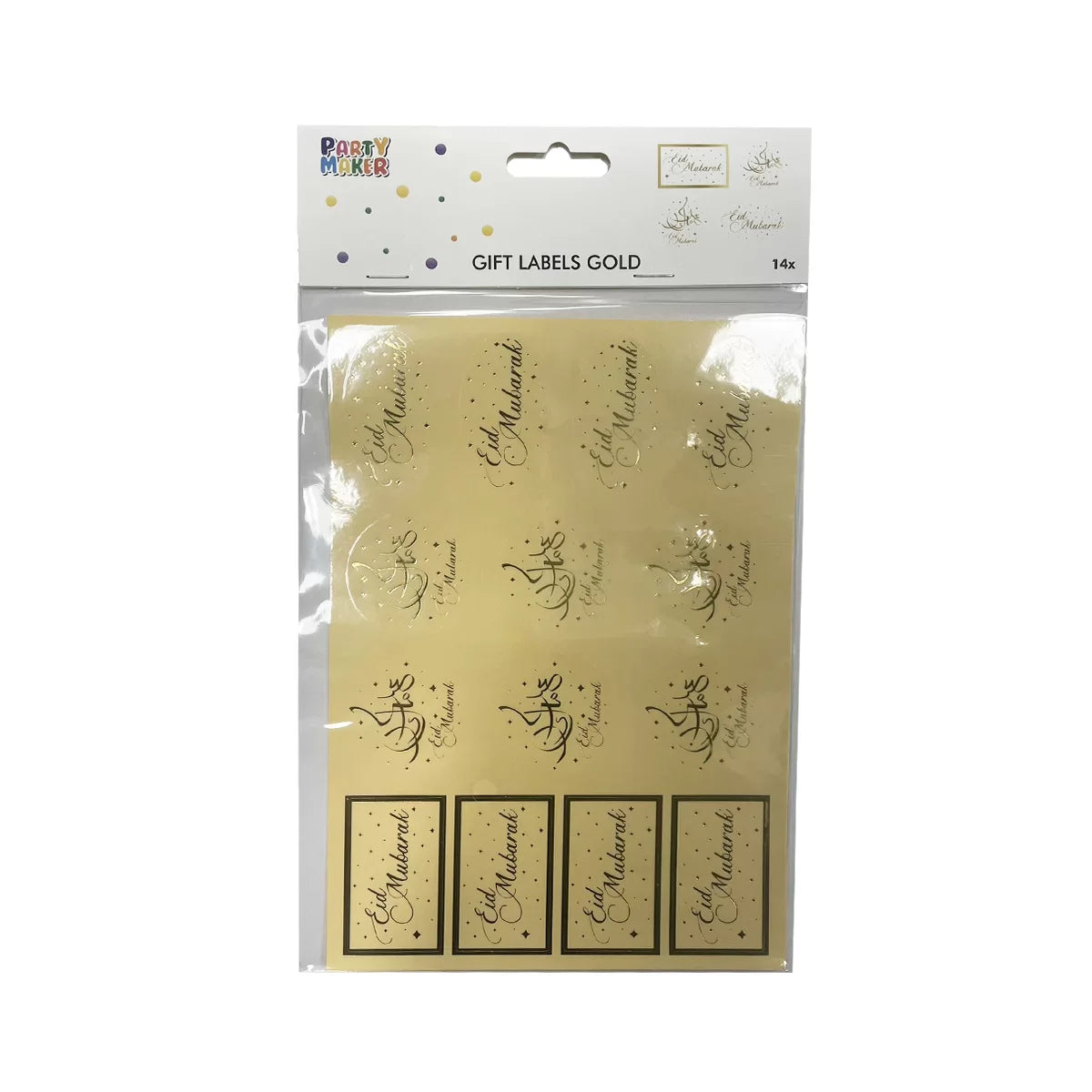 EID MUBARAK STICKERS YELLOW PAPER 16pk