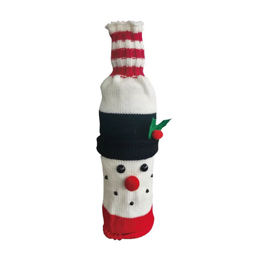 Wool Wine Bottle Cover 1pc SNOWMAN