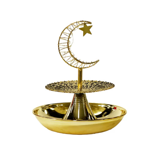 2 Tier Ramadan Serving Trays with Moon LED Light 25*29cm