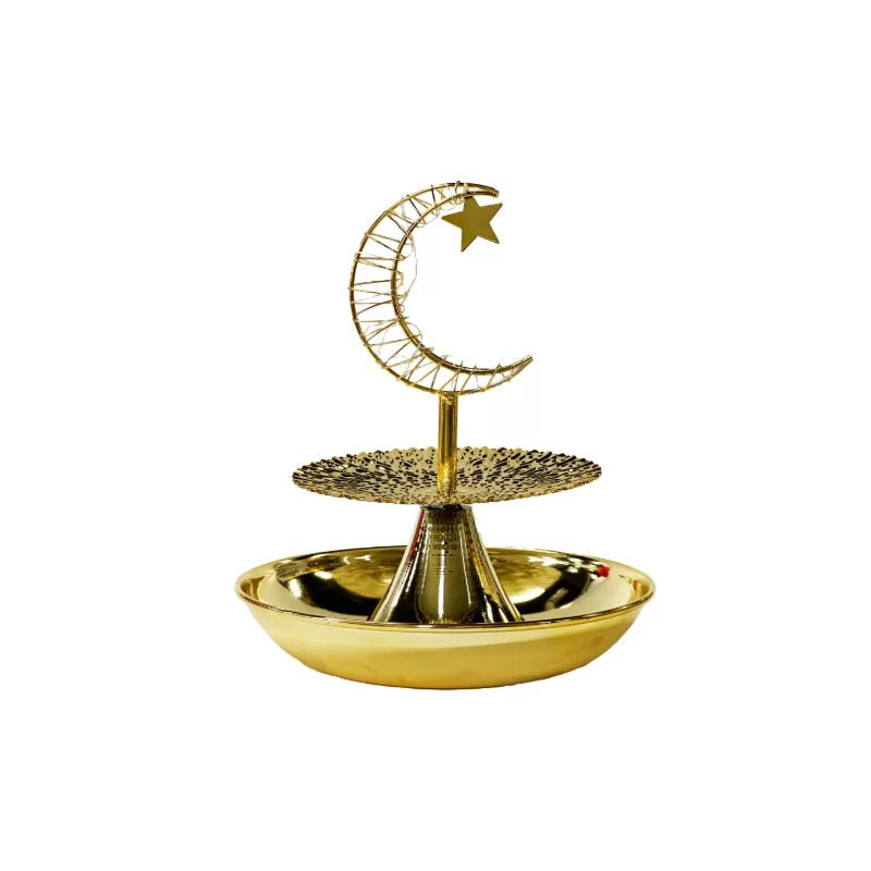 2 Tier Ramadan Serving Tray with Moon LED Light 19*21cm