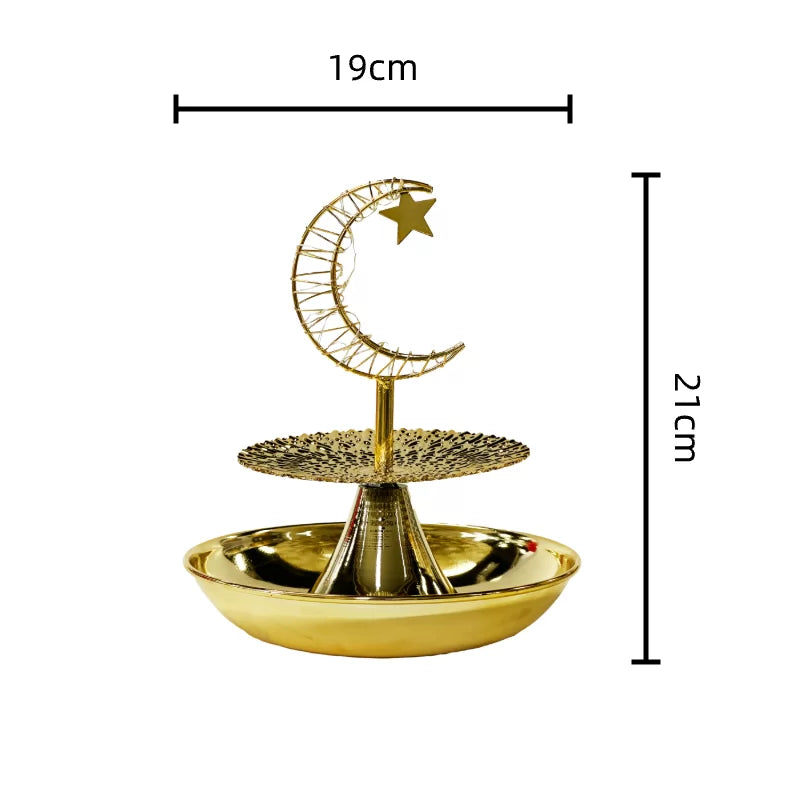 2 Tier Ramadan Serving Tray with Moon LED Light 19*21cm