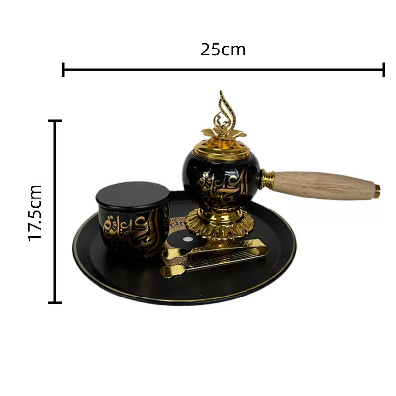 Arabic Metal Ceramic Incense Burner Set